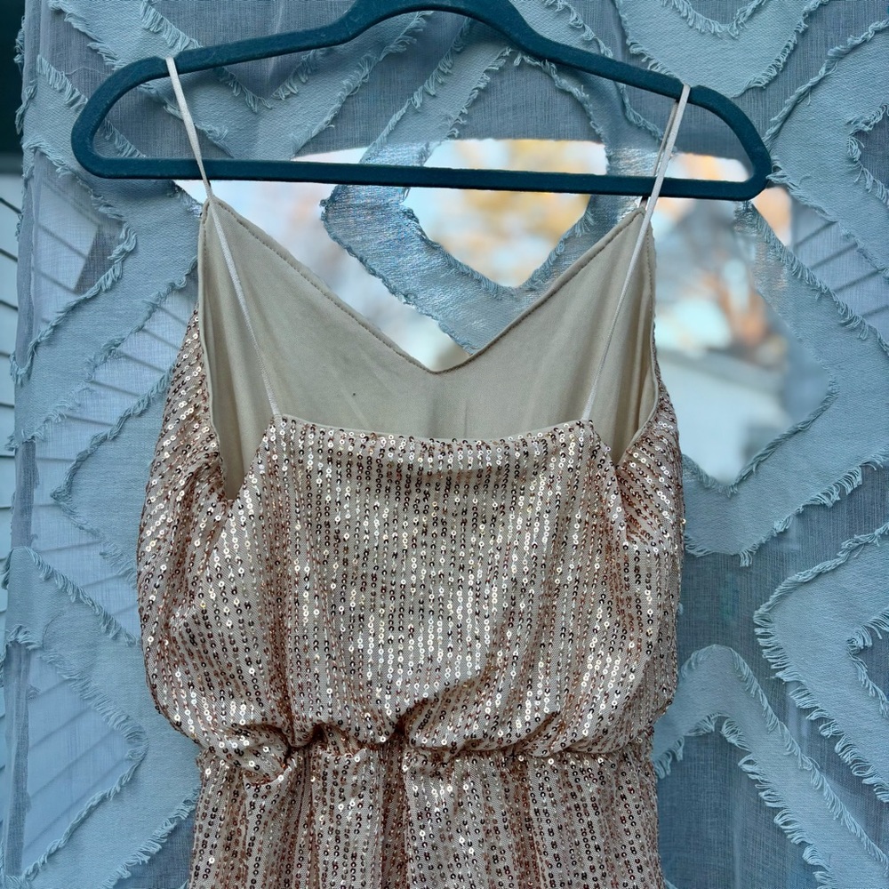 Double Crazy Gold Sequin Romper Lined Onesie Shor… - image 8